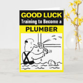 Trainee Plumber Good Luck Training to be a Plumber Kaart (Gele Bloem)