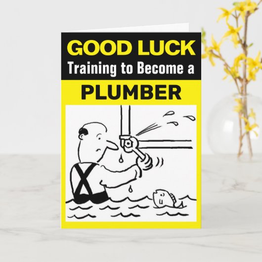 Trainee Plumber Good Luck Training to be a Plumber Kaart (Gele Bloem)