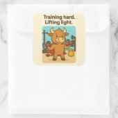 Trainen Hard, Lifting Light - Grappige Bullio Gym Vierkante Sticker (Tas)