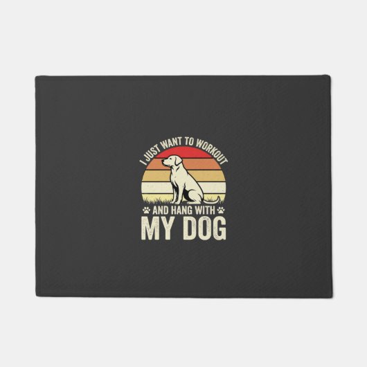 Trainen Met Mijn Hond Retro Zonsondergang Deurmat (Voorkant)