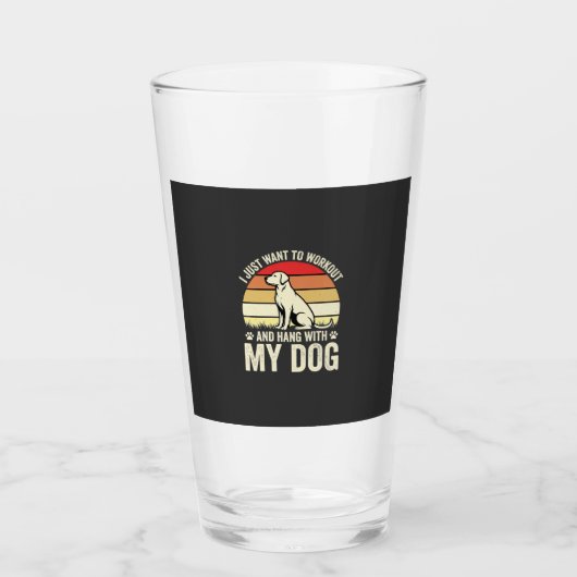 Trainen Met Mijn Hond Retro Zonsondergang Glas (Voorkant)