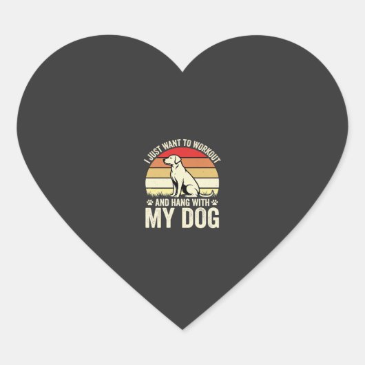 Trainen Met Mijn Hond Retro Zonsondergang Hart Sticker (Voorkant)