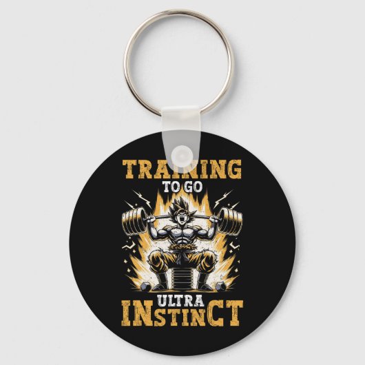 Trainen om te gaan Ultra Instinct Gym Gewichtheffe Sleutelhanger (Voorkant)