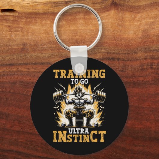 Trainen om te gaan Ultra Instinct Gym Gewichtheffe Sleutelhanger (Voorkant)