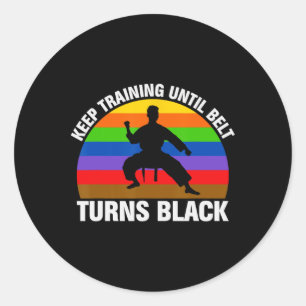 Trainen tot de riem zwart karate Taekwondo J wordt Ronde Sticker