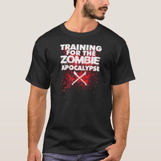 Trainen voor de Zombie Apocalyps grappige Zombie H T-shirt (Voorkant)