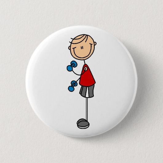 Trainende Stick Figure Knop Ronde Button 5,7 Cm (Voorkant)