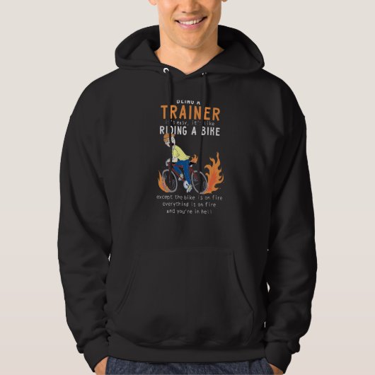 Trainer als Riding Bike Cyclist Funny Hoodie (Voorkant)