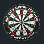 Trainer Dartboard met aangepaste tekst Dartbord<br><div class="desc">Het dartboard van de trainer met standaardkleuren en twee gebieden van de douanetekst. Zie hoe dicht je bij die stippen kunt komen.</div>
