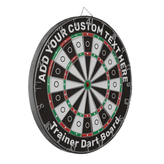 Trainer Dartboard met aangepaste tekst Dartbord (Voorkant Links)