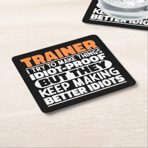 Trainer Ik probeer dingen grappig te maken Gezegde Kartonnen Onderzetters