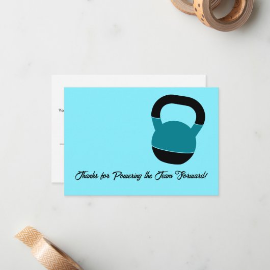 Trainer Kettlebell Landscape 3.5x5 Inch Thank You Notitiekaartje (Voorkant / Achterkant in situ)
