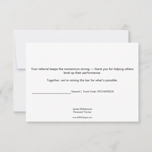 Trainer Kettlebell Landscape 3.5x5 Inch Thank You Notitiekaartje (Achterkant)