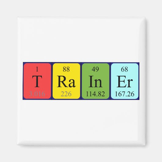 Trainer periodieke table name magnet (Voorkant)
