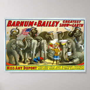 Trainer voor Barnum en Bailey Elephant Poster