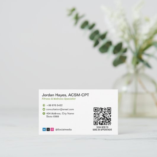 Training Fitness Coach | Black White Barcode Visitekaartje (Staand voorkant)