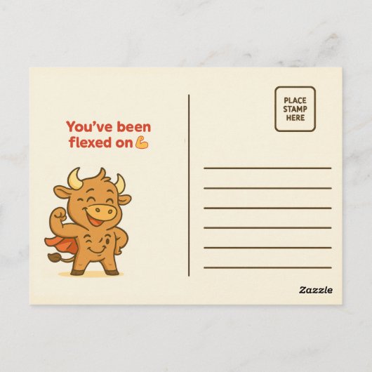 Training Hard Bullio Briefkaart – Grappige Gym Hum (Achterkant)