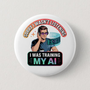 Training Mijn AI Grappige Kunstmatige Intelligenti Ronde Button 5,7 Cm