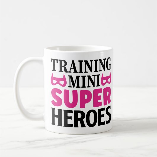 Training Mini Supper Heroes Cadeau voor leraar Koffiemok (Links)