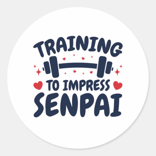 Training om Senpai Anime Workout te imponeren Ronde Sticker (Voorkant)