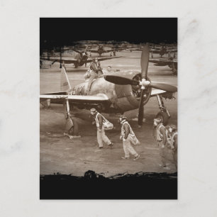 Training voor brandweerpiloten op P-47 Thunderbolt Briefkaart