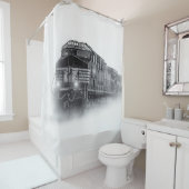 Trainingen voor zwarte en witte trein douchegordijn (In situ)