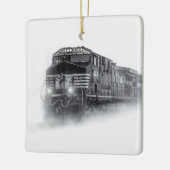 Trainingen voor zwarte en witte trein keramisch ornament (Links)