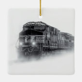 Trainingen voor zwarte en witte trein keramisch ornament (Achterkant)
