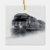 Trainingen voor zwarte en witte trein keramisch ornament (Voorkant)