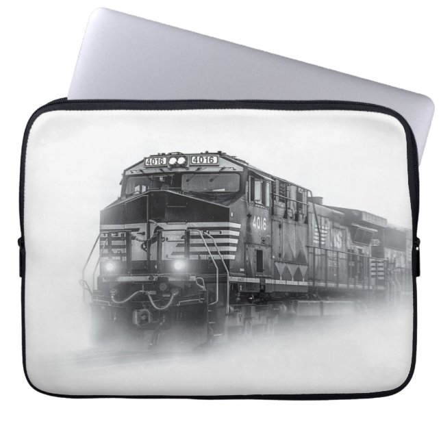 Trainingen voor zwarte en witte trein laptop sleeve (Voorkant)