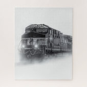 Trainingen voor zwarte en witte trein legpuzzel (Verticaal)