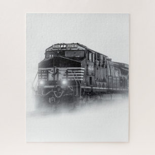 Trainingen voor zwarte en witte trein legpuzzel