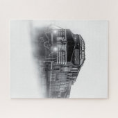 Trainingen voor zwarte en witte trein legpuzzel (Horizontaal)