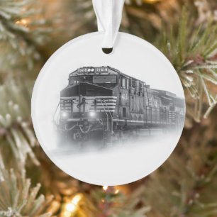 Trainingen voor zwarte en witte trein ornament