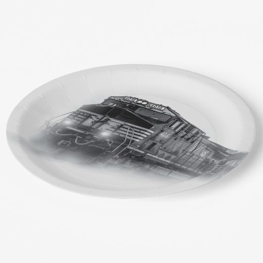 Trainingen voor zwarte en witte trein papieren bordje (Gekanteld)