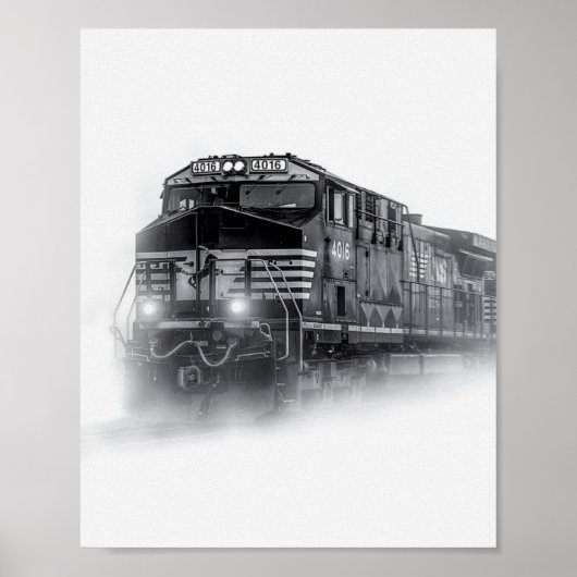 Trainingen voor zwarte en witte trein poster (Voorkant)