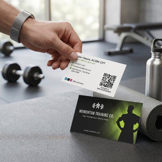 Trainings Fitness Coach | Zwart Wit Barcode Visitekaartje