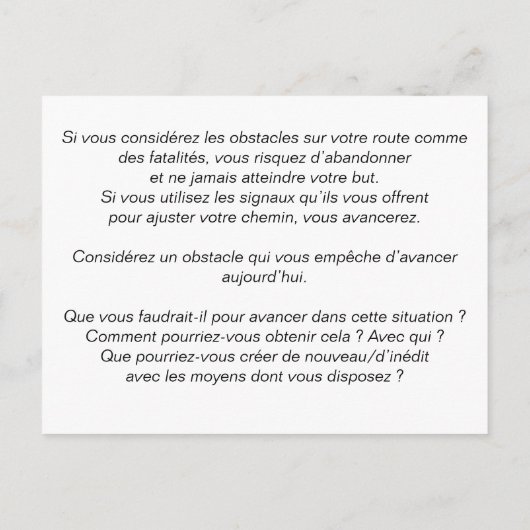 Trainingskaart: Transformeer je obstakels Briefkaart (Achterkant)