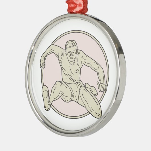 Trainingslijn spoor en veld Athlete Hurdle Cirkel Metalen Ornament (Links)