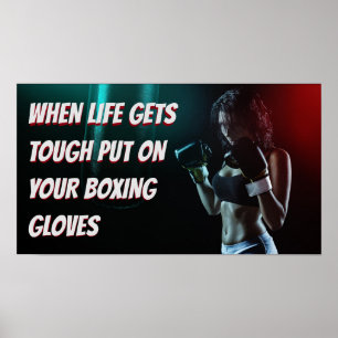 Trainingsmotivatie citaat voor boksmeisjes poster
