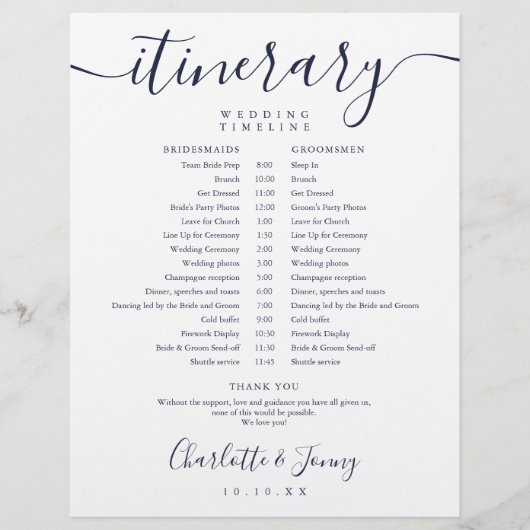 Trainingstijdlijn voor marineblauwschema voor wedd (Voorkant)