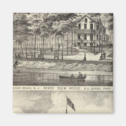 Trainingszaal, Asbury Park en River Uitzicht House Magneet (Voorkant)