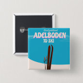 Trainposter Adelboden Zwitserland Vierkante Button 5,1 Cm (Voorkant /achterkant)
