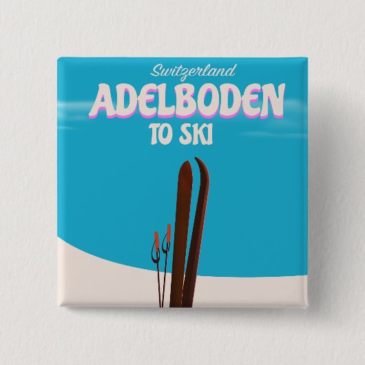 Trainposter Adelboden Zwitserland Vierkante Button 5,1 Cm (Voorkant)
