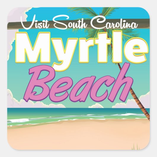 Trainposter Myrtle Beach South Carolina Vierkante Sticker (Voorkant)