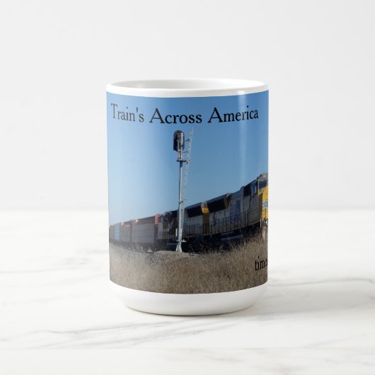 Train's Across America Hot Beverage mug. Magische Mok (Midden)