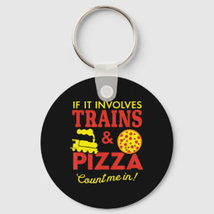 Trains en Pizza Plezier Autisme Bewustzijn Sleutelhanger