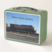 Trains over de Amerikaanse landbox voor kinderen. (Voorkant)