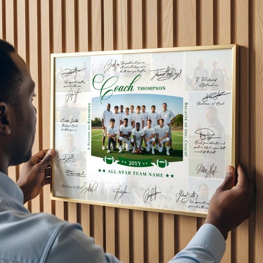 Trainterswaarderingscollage Voetbalteamhandtekenin Poster