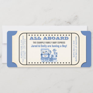 Trainticket Vintage Baby Jongens Shower Kaart